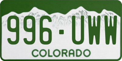 CO license plate 996UWW