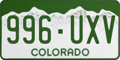 CO license plate 996UXV