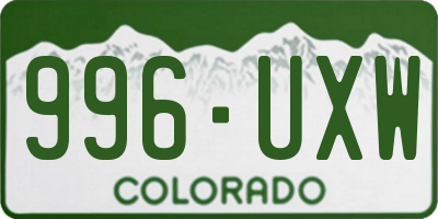CO license plate 996UXW