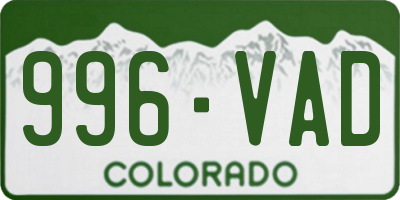 CO license plate 996VAD