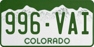 CO license plate 996VAI