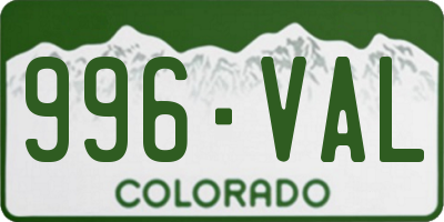 CO license plate 996VAL