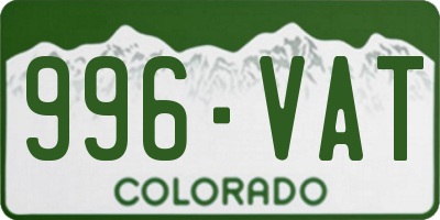 CO license plate 996VAT