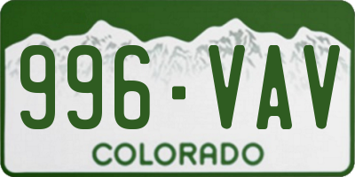 CO license plate 996VAV