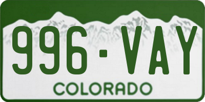 CO license plate 996VAY