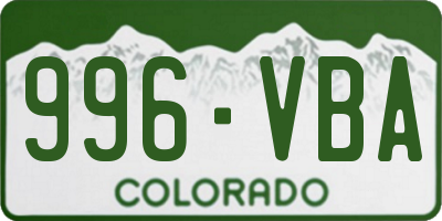 CO license plate 996VBA