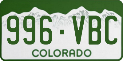 CO license plate 996VBC
