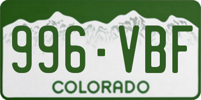 CO license plate 996VBF
