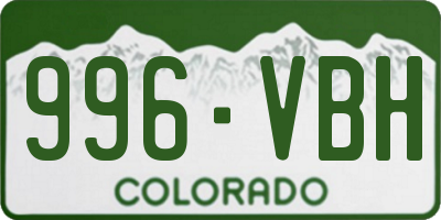 CO license plate 996VBH