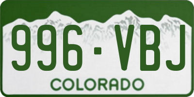CO license plate 996VBJ