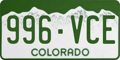 CO license plate 996VCE