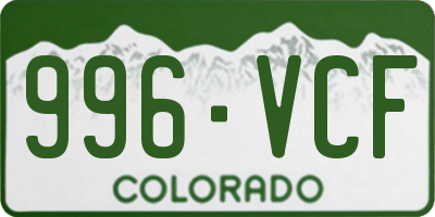 CO license plate 996VCF