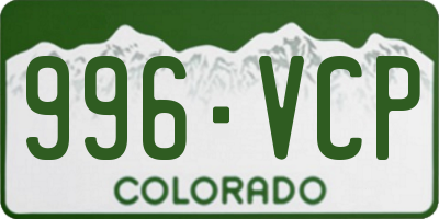 CO license plate 996VCP