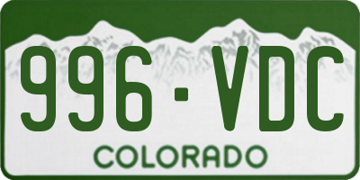 CO license plate 996VDC