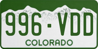 CO license plate 996VDD
