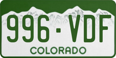 CO license plate 996VDF