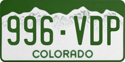 CO license plate 996VDP