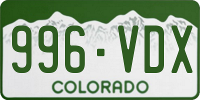CO license plate 996VDX
