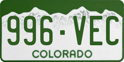 CO license plate 996VEC