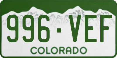 CO license plate 996VEF