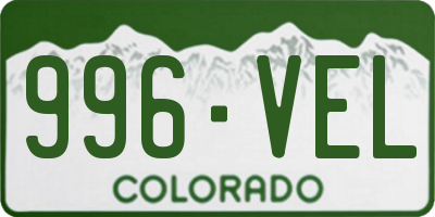CO license plate 996VEL