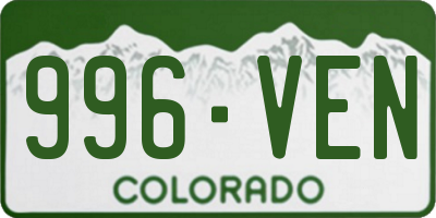 CO license plate 996VEN
