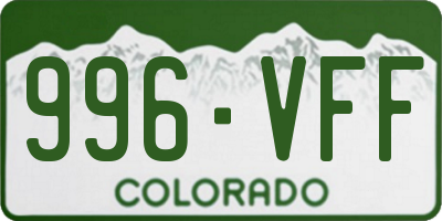 CO license plate 996VFF