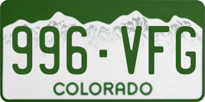 CO license plate 996VFG