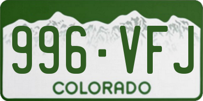 CO license plate 996VFJ