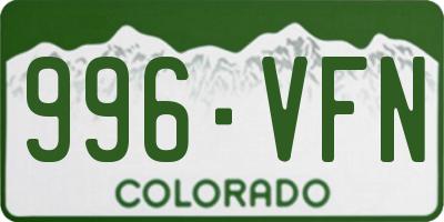 CO license plate 996VFN