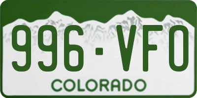 CO license plate 996VFO