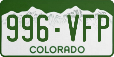 CO license plate 996VFP