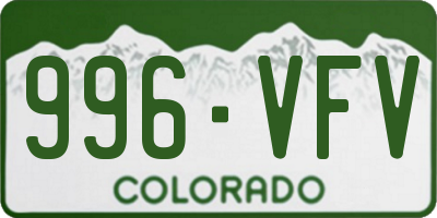 CO license plate 996VFV