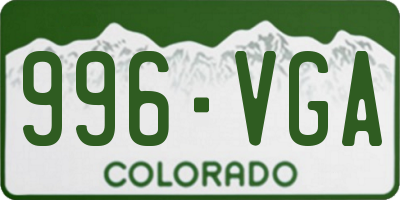 CO license plate 996VGA