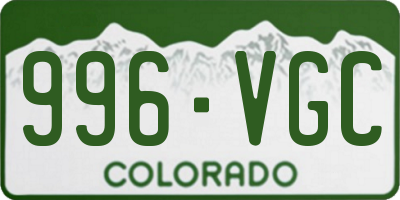 CO license plate 996VGC