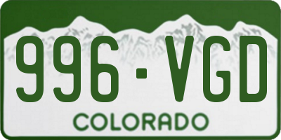 CO license plate 996VGD