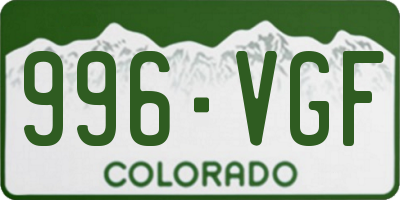 CO license plate 996VGF