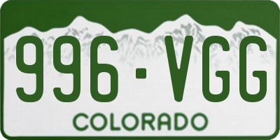 CO license plate 996VGG