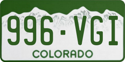 CO license plate 996VGI