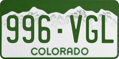 CO license plate 996VGL