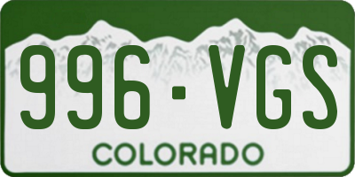 CO license plate 996VGS