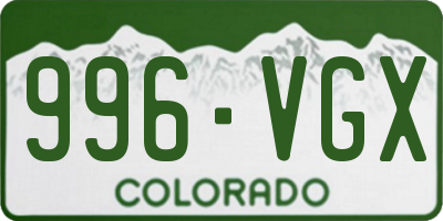 CO license plate 996VGX