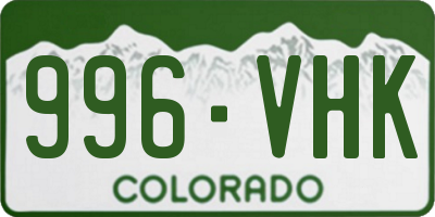 CO license plate 996VHK