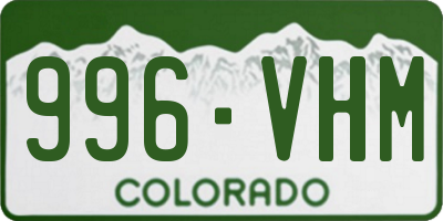 CO license plate 996VHM