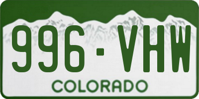 CO license plate 996VHW