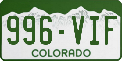 CO license plate 996VIF