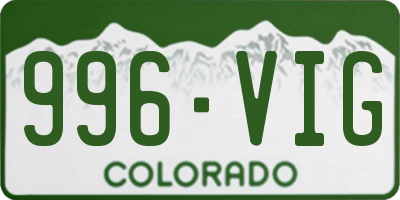 CO license plate 996VIG