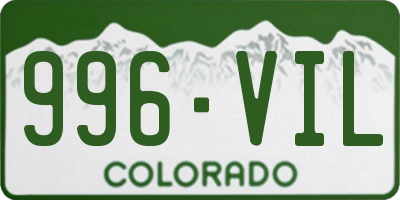 CO license plate 996VIL