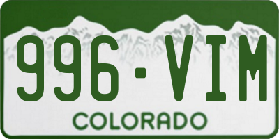 CO license plate 996VIM