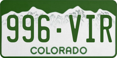 CO license plate 996VIR
